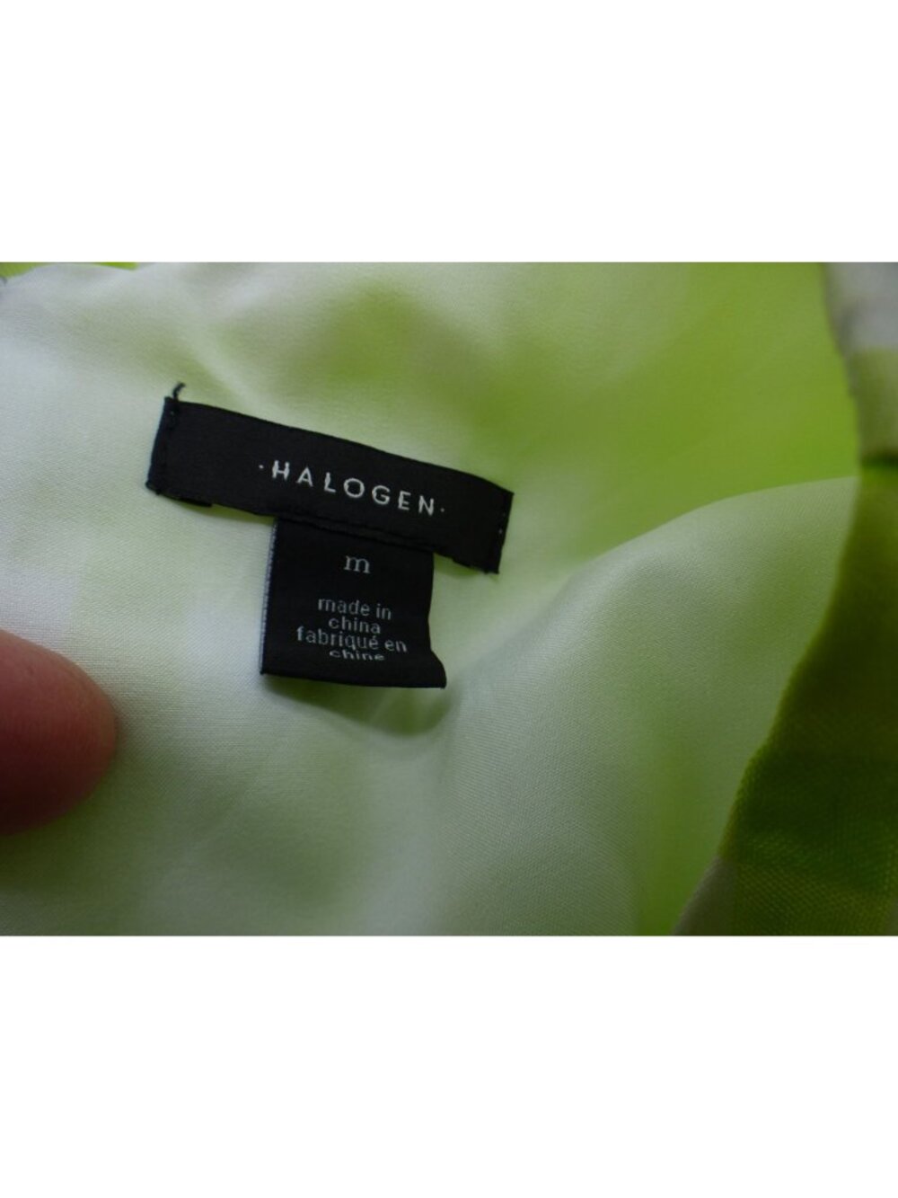 Halogen Puff Sleeve Midi Dress, Lime Green/ White, M - Picture 6 of 11